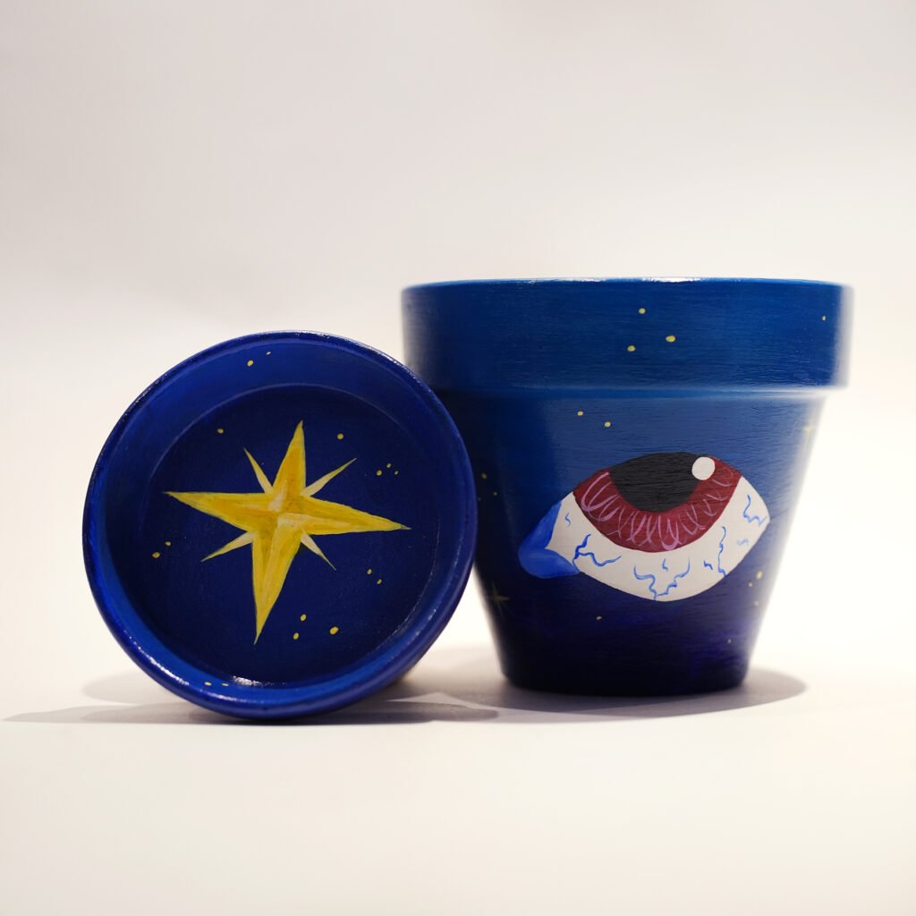 Eye Galaxy Hand Painted Clay Pot