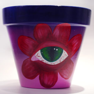 Eye Flower Hand Painted Clay Pot