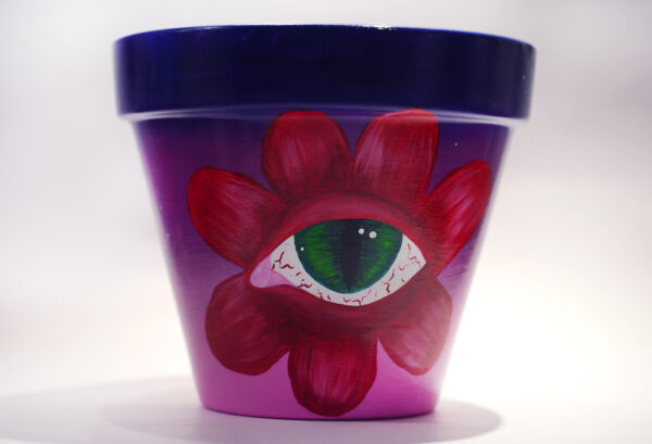 Eye Flower Hand Painted Clay Pot
