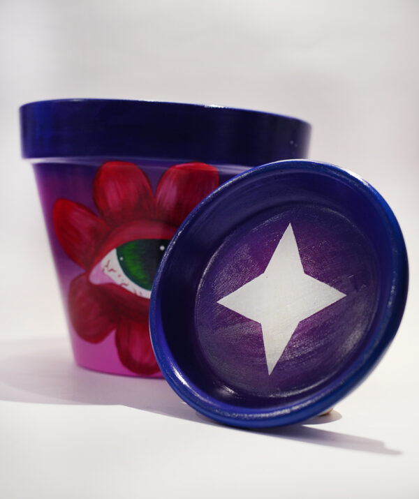 Eye Flower Hand Painted Clay Pot - Imagen 7