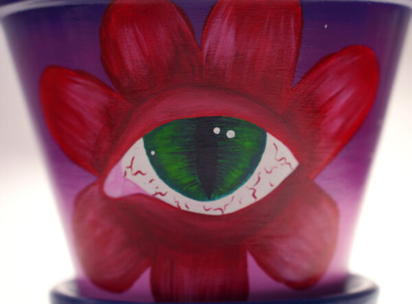 Eye Flower Hand Painted Clay Pot - Imagen 5